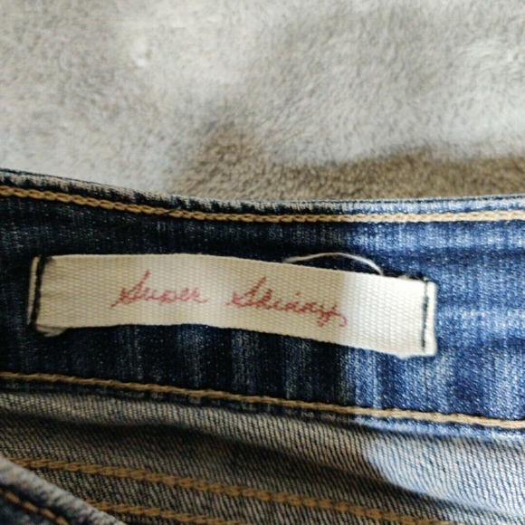 Decree Jeans Womens 5 Blue Super Skinny Distressed Stretch - Picture 3 of 10